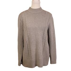 Women's Karen Scott Cable Knit, Mock Neck Sweater, Gray sz L
